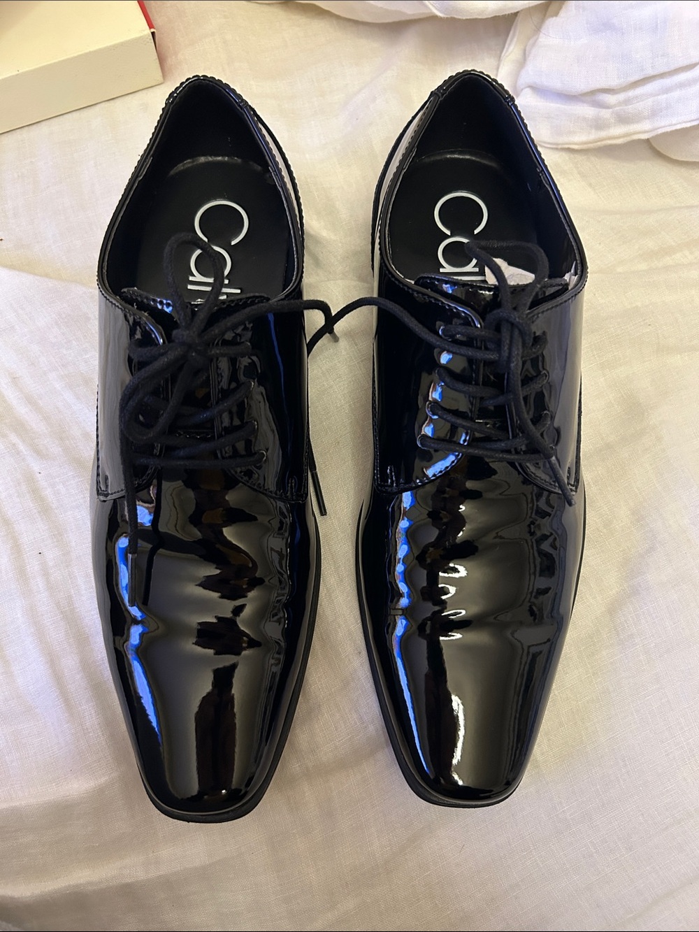 Calvin Klein Black Patent Lace-Up Oxfords